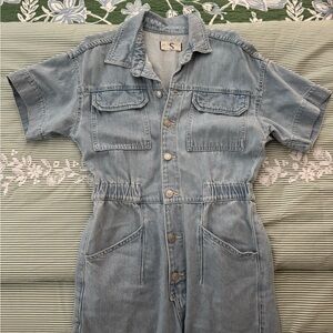 We The Free Light Blue Denim Jumpsuit